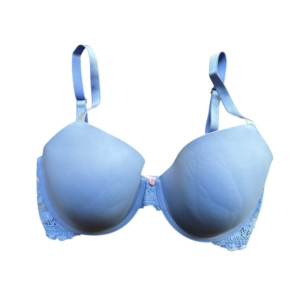 VICTORIA'S SECRET DREAM ANGELS PERFECT COVERAGE WIRE BRA LACE BLUE SIZE 34DDD